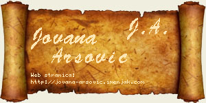 Jovana Arsović vizit kartica